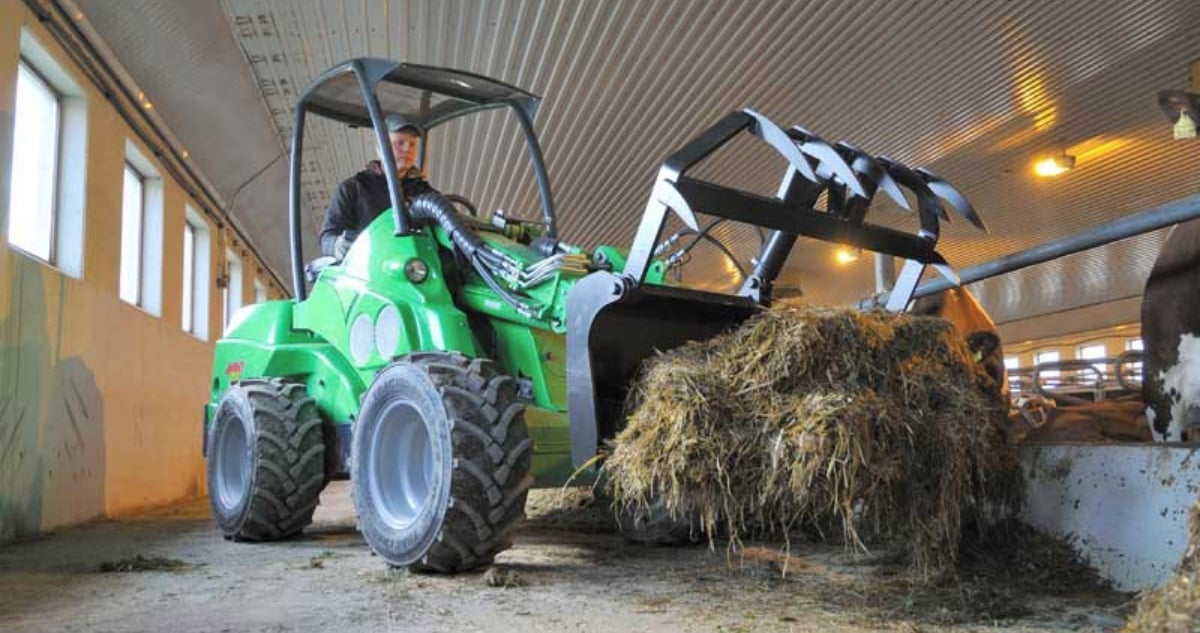 Avant loader in a herd home