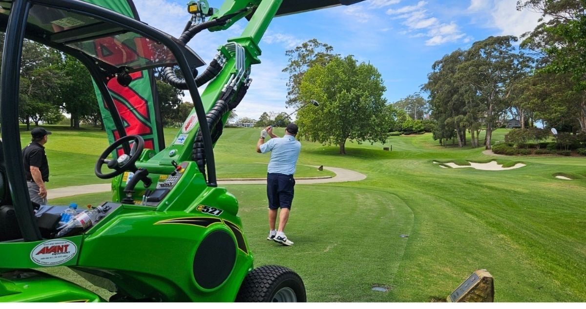 Avant loader mowing a golf course green with minimal turf impact