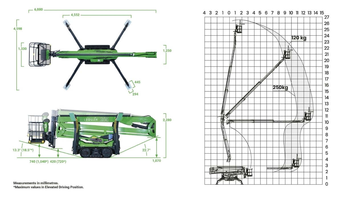 Leguan 265 dimensions